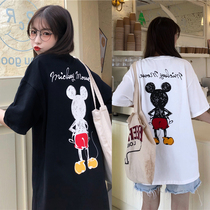 Pregnant woman summer dress suit out small sub two-piece set summer Mickey cartoon printed short sleeve T-shirt woman mid-length dress