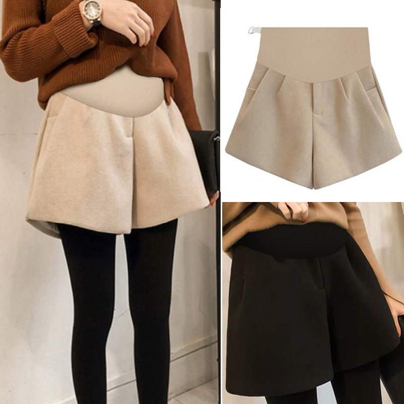 Pregnant Woman Shorts Autumn Winter Clothing Outwear Fashion style Tidal Moms Loose Broadlegged Pants Casual Plush Boots Pants Nursery Shorts Autumn