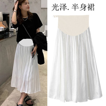 Maternity skirt summer outer wear mid-length sparkling fairy skirt womens high waist slim A-line skirt umbrella skirt summer