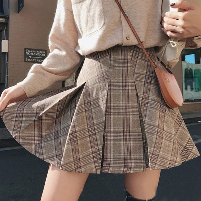 Pregnant Woman Half Body Dress Autumn Winter Outwear Fashion Style Retro Plaid Plethora Dress Pregnancy Tobelly Skirt Winter A Character Short Skirt-Taobao