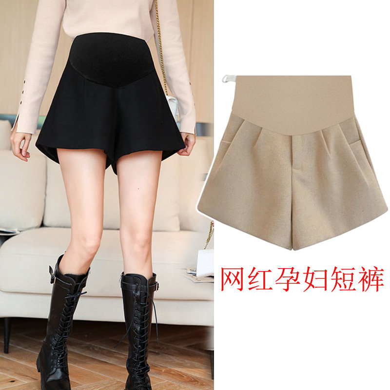 Pregnant woman shorts for autumn and winter outside wearing woolen sweatpants spring autumn season Fashion foreign air a pair of pants with lean tooty underpants-Taobao