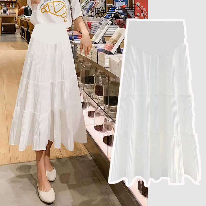 Pregnant woman half body dress Spring Summer outwear Fashion style long dress 2022 new summer fit 100 lap slim fit pleat pleats