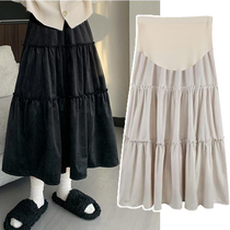 Pregnant Woman Half Body Dress Autumn Winter Outwear Mid-Length Cake Dress Spring Autumn High Waist Display Slim Fluffy Long Skirt 100 Hitch A