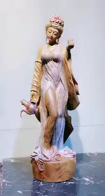 Laoshan sandalwood carving Buddha statue Guanyin Bodhisattva agarwood leaflet Rosewood root carving landscape solid wood ornaments 222-32