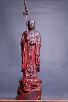 Thuja natural root art wood carving small leaf red sandalwood land Tibetan King Bodhisattva Bodhisattva root carving landscape large living room 617