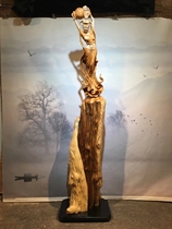 Wood carving root carving ornaments Dunhuang art beauty Guan Gong Longfeng Taihang Yabai living room crafts landscape 7-4