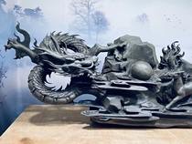 Agarwood carving landscape Old Mountain sandalwood lobular red sandalwood cliff Cypress Dragon horse spirit Buddha statue large root carving ornaments 7-5