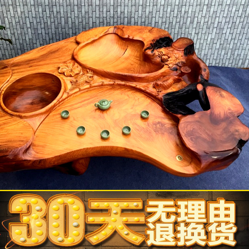 Golden Silk Nanmu Root Carved Tea Table Tea Tray Overall Tree Root Engraving Wood Tea Table Brief About Home Gold Changwood Solid Wood Tea Table
