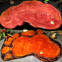 Solid Wood Golden camphor tea tray golden nanmu whole household simple coffee table rectangular wooden natural root carving tea table