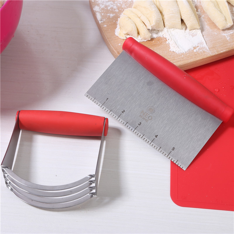 Noodle tool two-piece set of stainless steel cutter (with scale) mud press mixer