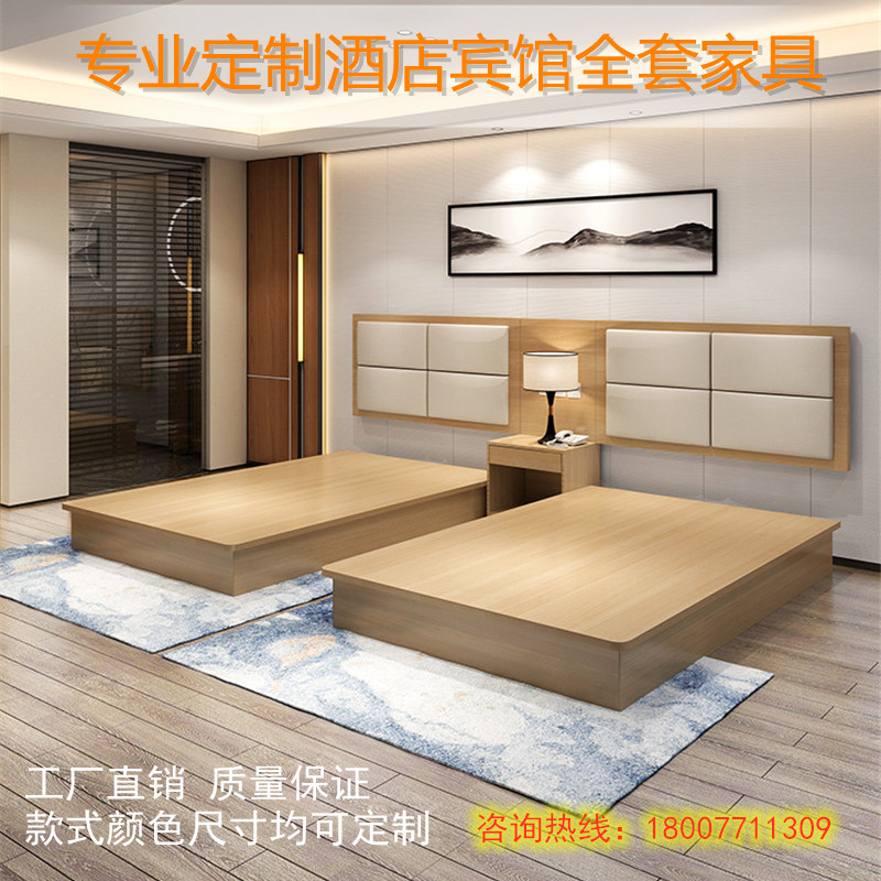 Manufacturer Direct Sale Hotel Bed Guesthouse Furniture single shoulder Shoulder Punctuator Suite Apartment bed head cabinet TV Cabinet Bed Complete custom