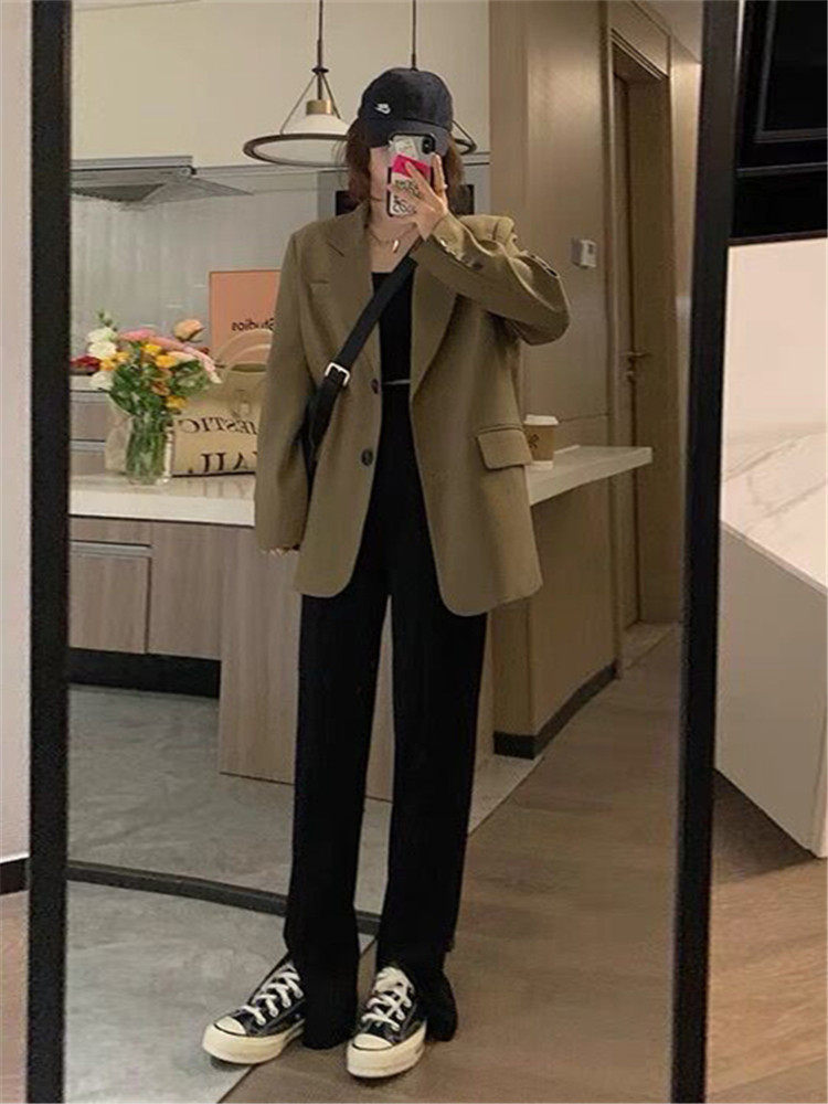 Curry Small Suit Jacket Woman Short 2022 Chunqiu Ji New Korean version Leisure temperament Little Subsuit jacket