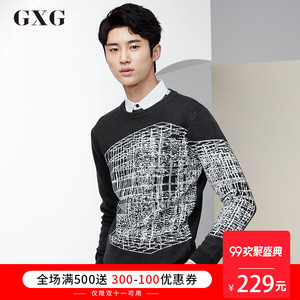 GXG áo len nam mùa thu đô thị thời trang cá tính xu hướng người đàn ông của chiếc áo len cổ tròn màu đen # 63820032