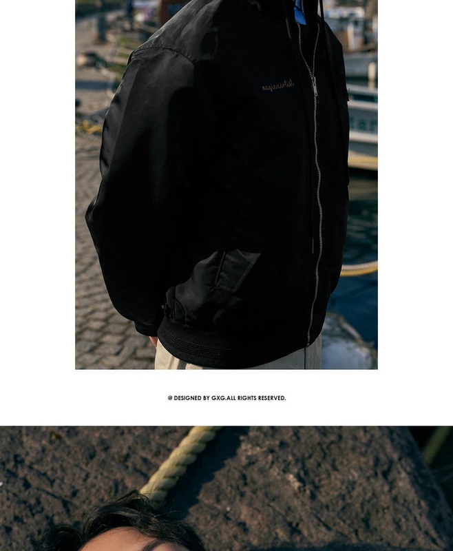 Quần áo nam GXG [Xin Shang] mùa xuân phong cách mới Hàn Quốc áo trùm đầu áo khoác bomber áo khoác nam đồng phục bóng chày nam - Áo khoác