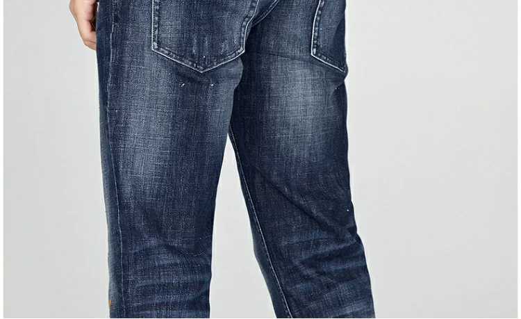 GXG nam mùa thu nam thời trang thanh niên giản dị cổ điển màu xanh Zip quần vừa vặn - Quần jean quần jean ống suông nam