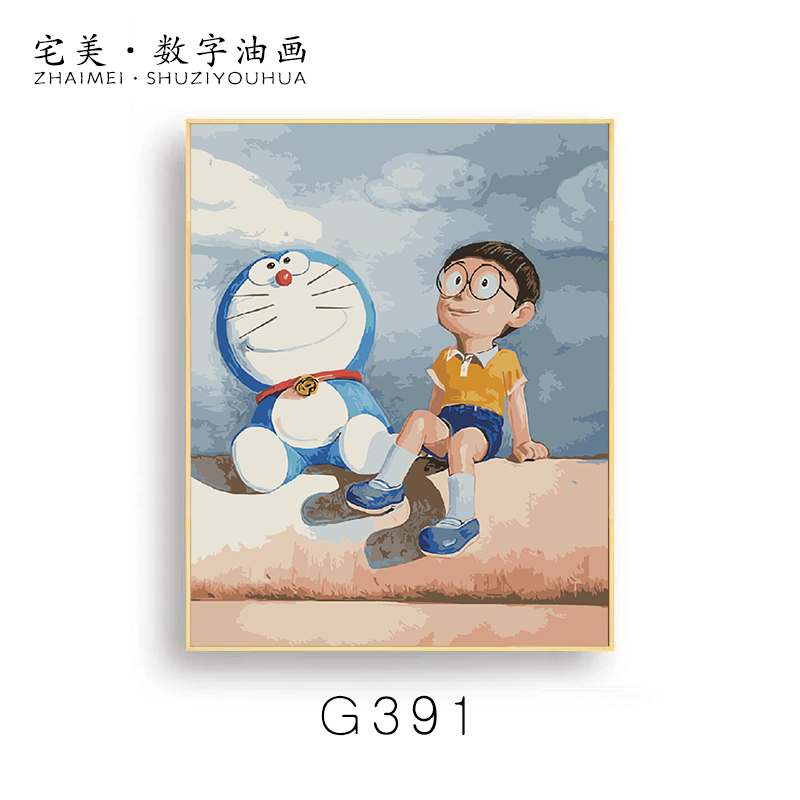 Raqamli bo'yash kitobiga rasm chizish, akril, moyli bo'yoq, DIY, Doraemon, qo'lda rasm chizish