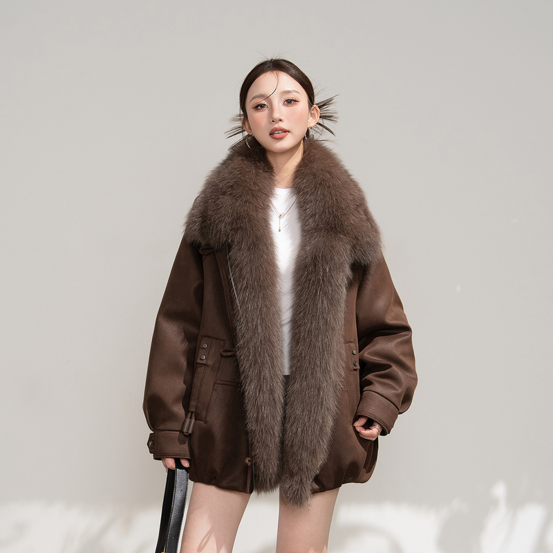 2025 Winter New Haining Fox Fur Collar Fur Coat Women's Goose down Parka Coat Young Style 2025 Winter New Haining Fox Fur Collar Fur Coat Women's Goose down Parka Coat Young Style