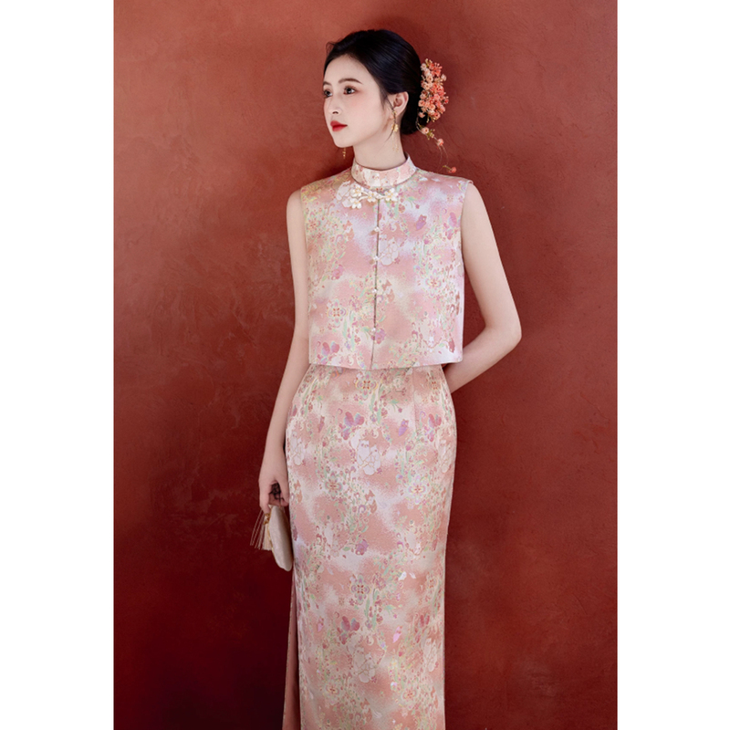 New Chinese-Style Engagement Dress, Sleeveless Cheongsam, 2026 New Summer Toast Dress, Bride's Homecoming Thank-You Banquet Casual Wear