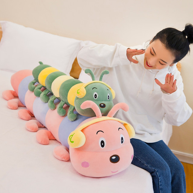 Cute caterpillar plush toy pillow rag doll doll sleep strip pillow ຂອງຂວັນວັນເກີດຂອງເດັກນ້ອຍ