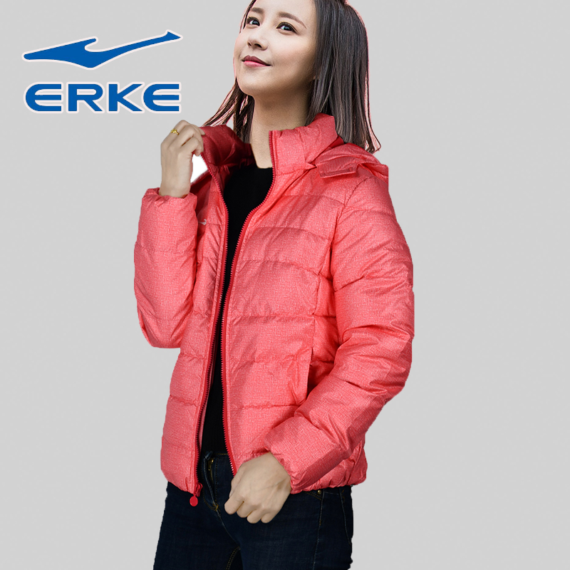 Hongxing Erke xuống áo khoác nữ mùa thu đông mới thể thao ấm áp cổ áo đứng thời trang áo khoác đơn giản áo khoác nữ mỏng - Thể thao xuống áo khoác áo phao hàn quốc