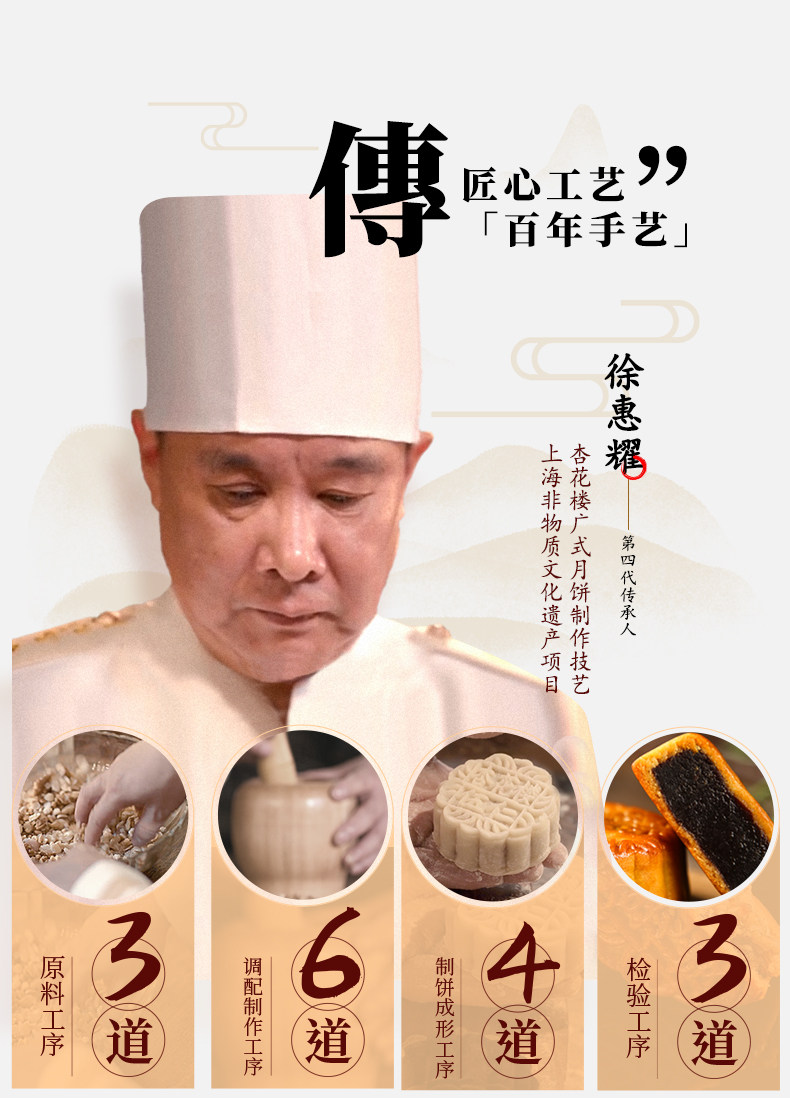 上海老字号 杏花楼 高档馨月提篮 月饼礼盒 9饼4味/1600g 图13