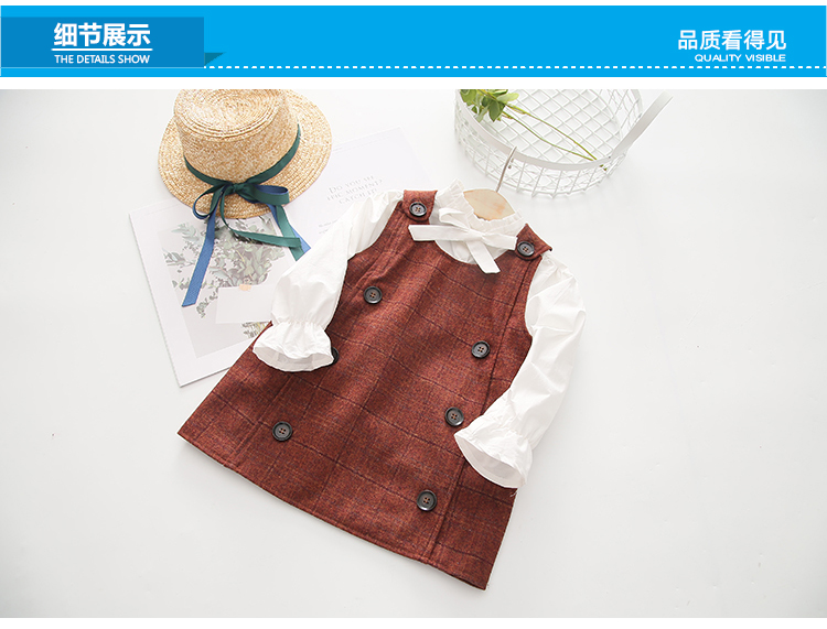 Váy vest bé 2019 xuân mới cho bé gái Quần áo trẻ em Váy kẻ sọc qz-4960 áo đầm trẻ em