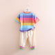 Girls rainbow suit summer 2024 new children's clothing children's summer short T-shirt pants two-piece set tz-4739