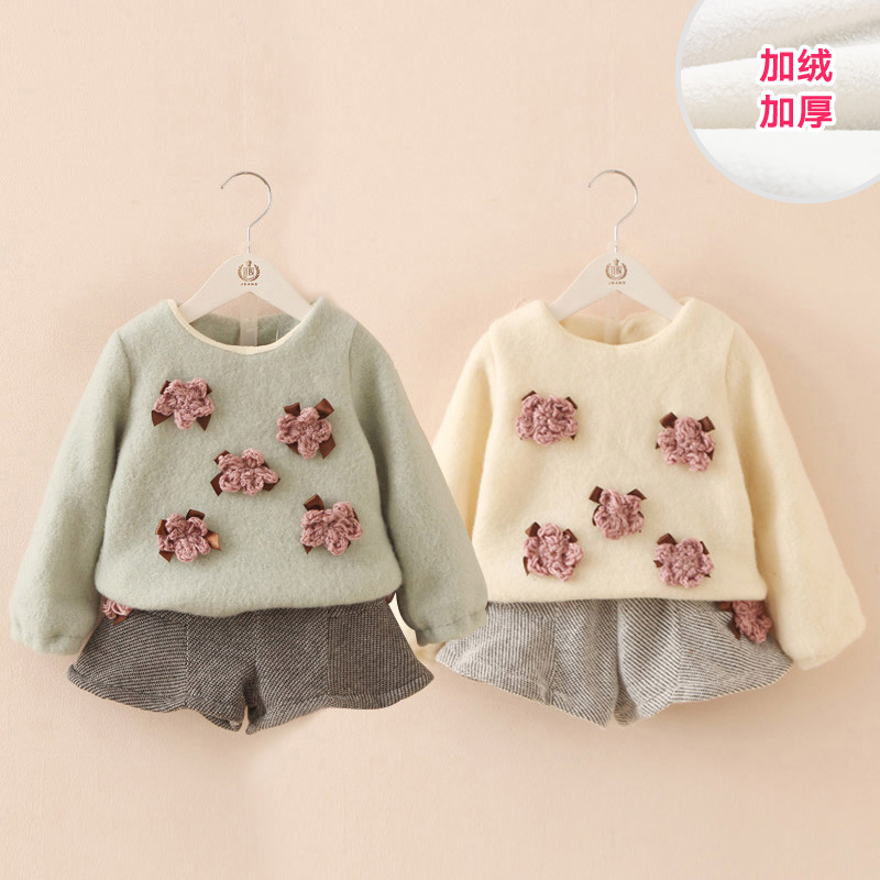 Baby 2022 new children's clothes tops in winter 2022 plus thickening two pieces of female tz-2757