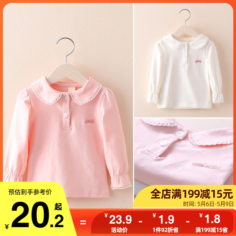 Baby long sleeve T-shirt woman 2022 spring loaded Korean version girl child clothing butterfly knot undershirt tx-6225