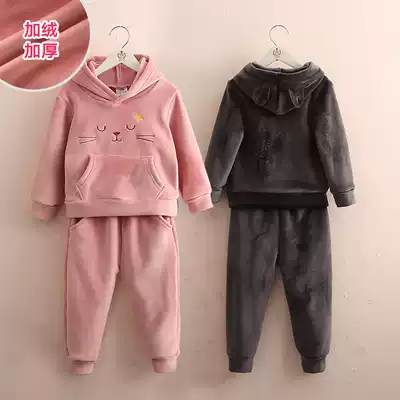 Baby set 2021 autumn winter clothes New Girls children plus velvet padded top trousers tz-4602