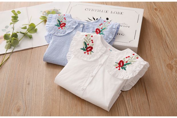 Áo sơ mi sọc bé 2019 mùa thu mới cho bé gái quần áo trẻ em áo sơ mi rộng lớn tx-a113 - Áo sơ mi shop đồ trẻ em