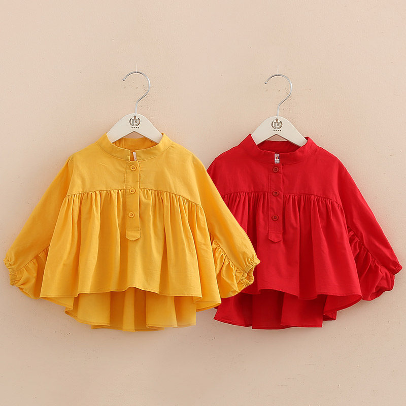 Baby Pineapple Sleeves Dress Shirt 2022 Autumn Dress New Girl Child Clothes Korean Version Dolt Blouse tx-9337