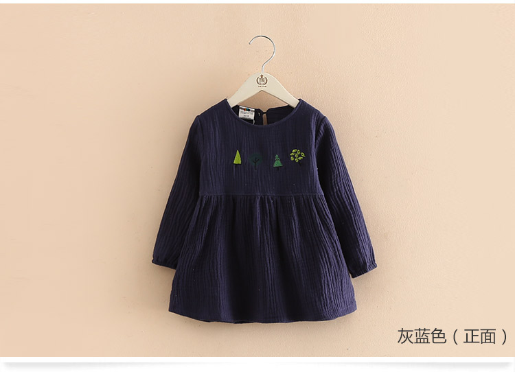 Váy thêu cho bé mùa xuân 2019 bé gái mới cho bé mặc váy dài tay dài cho bé qz-3907 váy xinh cao cấp cho bé