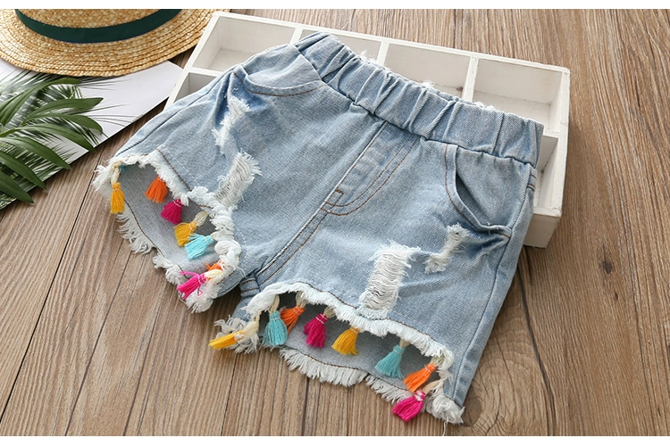 Quần short denim tua rua cho bé 2020 mùa hè mới cô gái quần áo trẻ em quần đi biển trẻ em kz-b180 - Quần jean