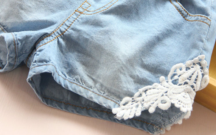 Bé quần short denim nữ 2018 mùa hè Hàn Quốc phiên bản mới cô gái trẻ em quần áo trẻ em ren quần nóng kz-6490