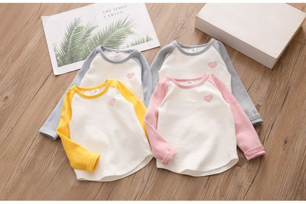 Áo thun bé gái cổ tròn tay dài 2019 xuân mới cho bé gái quần áo trẻ em raglan tay áo sơ mi tx-9862 áo phông điệu cho bé gái