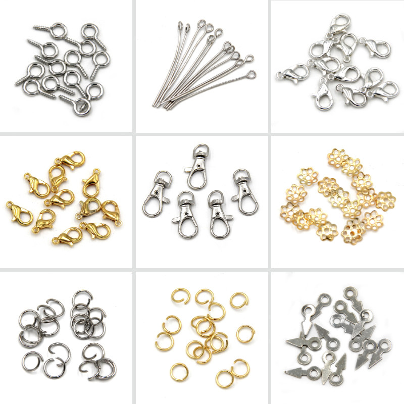 100 Packs Sheep Horn Eyenail DIY Ornament Accessories Screw Triangle Piece Nine-Word Needle Opening Ring Clay Drop Glue