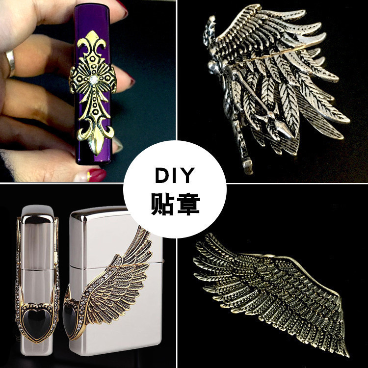 ZP Suluo lighter sticker chapter diy accessories pure copper Marlboro bull head chapter Harley Eagle female warrior chapter a variety of options