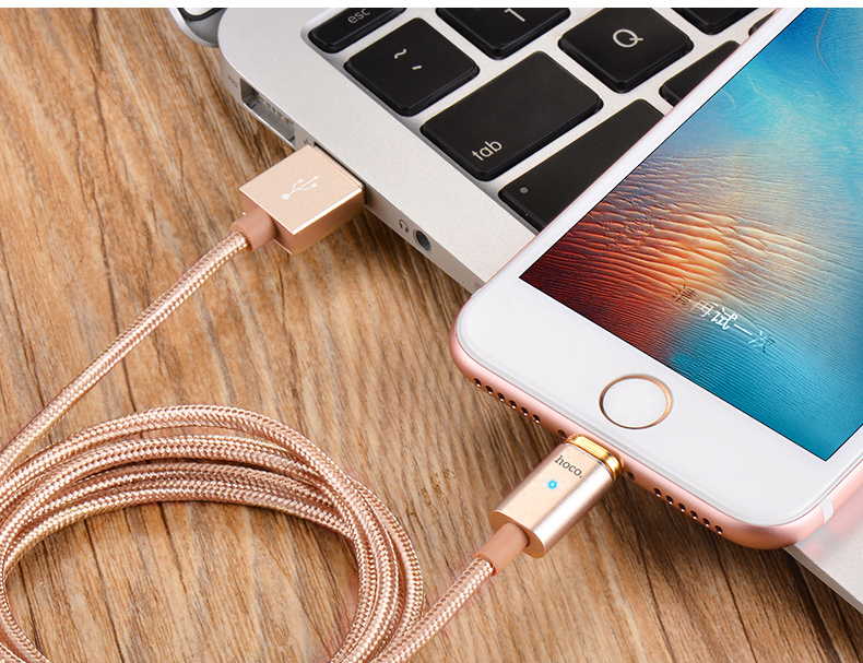 HOCO U16 Magnetic Adsorption 1.2M 2.4A Quick Charge & Data Sync Lightning / Micro Cable for Apple iPhone iPad / Android Devices