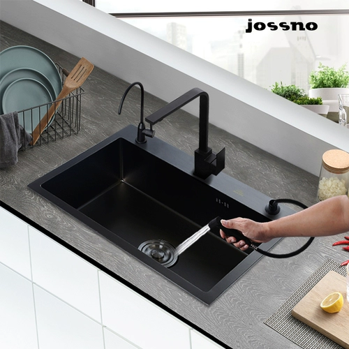 Nano 304 Ручная слот из нержавеющей стали с тремя -отверстиями для однолокового слота черная кухня для мытья бассейн.