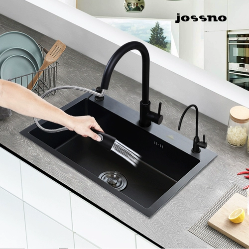 Nano 304 Ручная слот из нержавеющей стали с тремя -отверстиями для однолокового слота черная кухня для мытья бассейн.