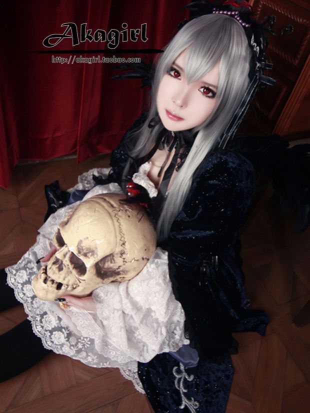 Rozen Maiden Đèn thủy ngân Suigintou Inuyasha Bạc Trắng Cos Tóc giả Cosplay Tóc giả - Cosplay đồ cosplay gợi cảm