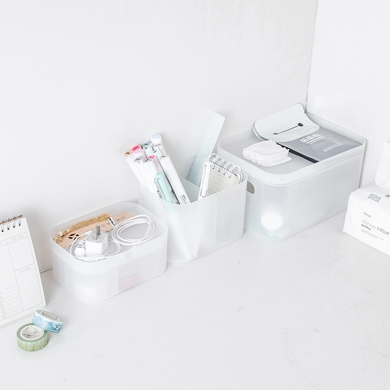 Dormitory desktop matte plastic cover skin care products makeup storage box Free combination jewelry storage and finishing box