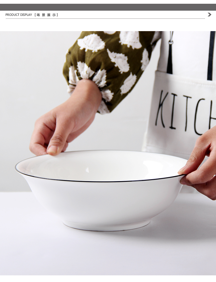 Hua Khánh Đen 9 inch phong cách Nhật Bản bát súp gốm tròn bát bộ đồ ăn sáng tạo hộ gia đình lớn bát súp bát - Đồ ăn tối khay đựng thức ăn