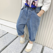 Girl Jeans Autumn Clothing New Children Pants Foreign Air Mesh Red Pants Baby Trendy Casual 100 Hitch Casual Long Pants