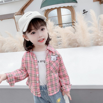 Girl Plaid Shirt Long Sleeve Spring Autumn New Foreign Air Cute Casual Jacket Han Edition Woman Baby Pure Cotton Lining Tide