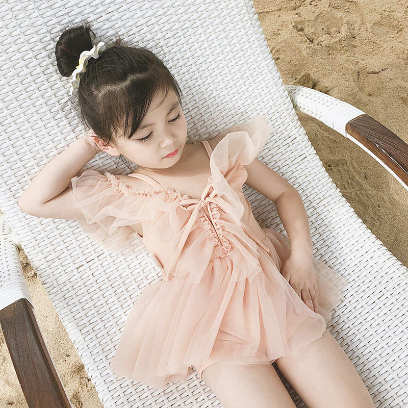 Children's swimsuit Girl girl cute princess yarn skirt one-piece swimsuit Small baby resort spa swimsuit set