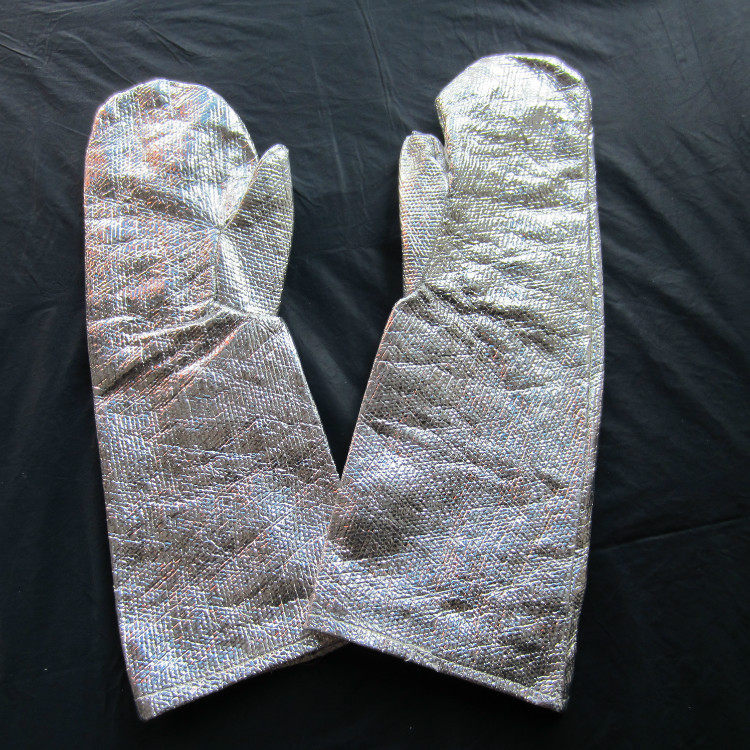 High temperature resistant gloves 18 inch aluminum foil two finger fireproof heat insulation gloves 46CM aluminum foil and finger resistant to 500-degree high temperature