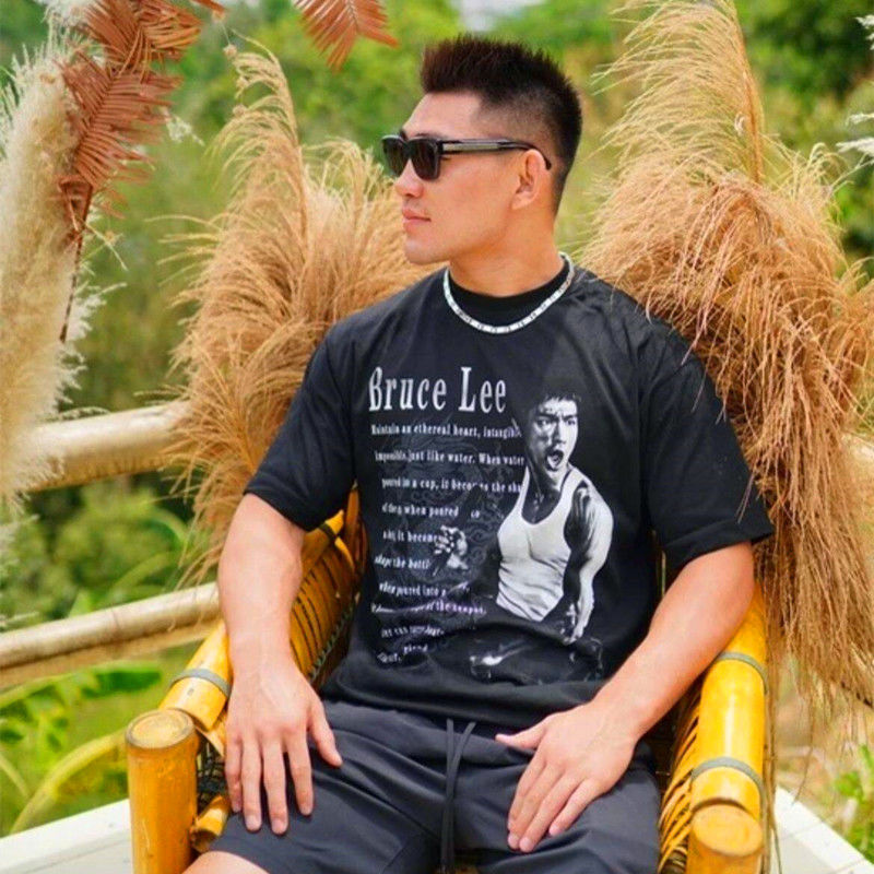 Ufc Song Yadong Original Tribute to Idol Bruce Lee American Retro Fighting Pure Cotton Short-Sleeved T-Shirt Ufc Song Yadong Original Tribute to Idol Bruce Lee American Retro Fighting Pure Cotton Short-Sleeved T-Shirt