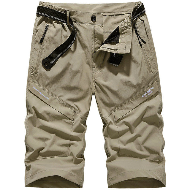 Battlefield Suluo ຜູ້ຊາຍກາງແຈ້ງໄວແຫ້ງໄວ Cropped Pants Summer Ice Silk Stretch Pants Mountaineering Pants Multi-Pocket Sports Pants